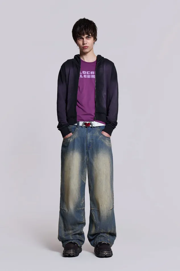 Denim Jaded London Men Shop Blue Ethereal Colossus Jeans
