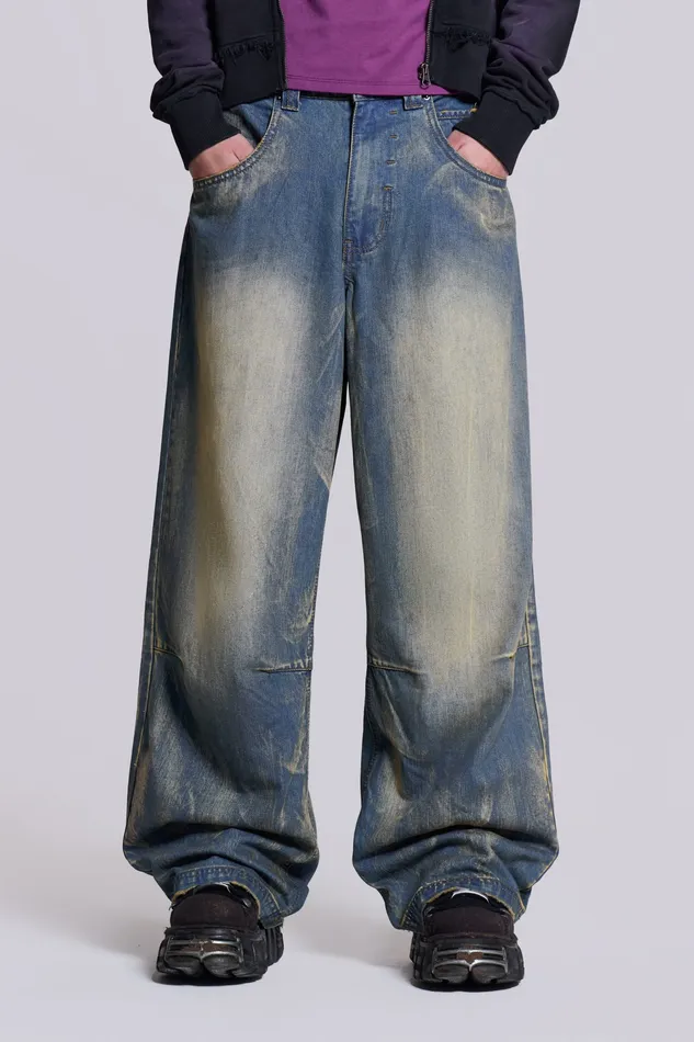Denim Jaded London Men Shop Blue Ethereal Colossus Jeans