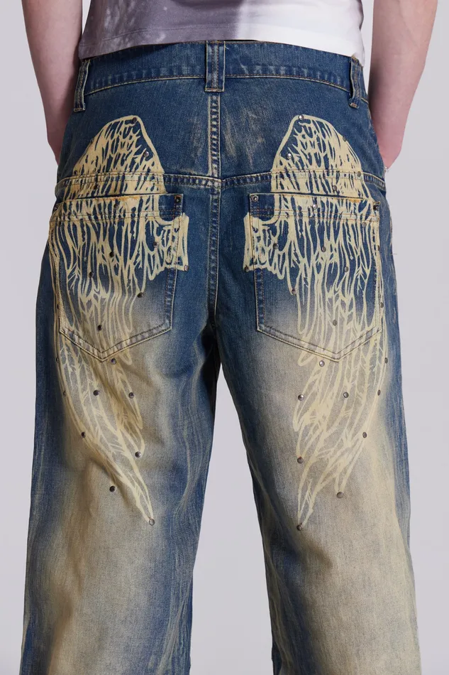 Denim Jaded London Men Shop Blue Ethereal Colossus Jeans