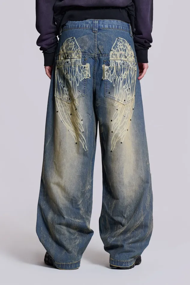 Denim Jaded London Men Shop Blue Ethereal Colossus Jeans