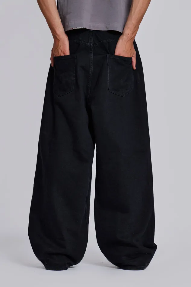Denim Jaded London Men Solid Black XL Colossus Jeans