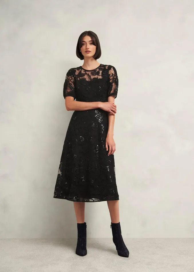 Dresses and Jumpsuits Women HOBBS Ami Lace Sequin Midi Dress Hobbs Black