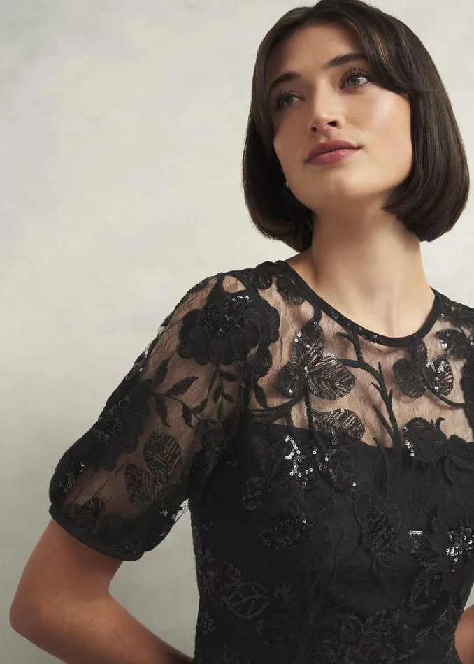 Dresses and Jumpsuits Women HOBBS Ami Lace Sequin Midi Dress Hobbs Black