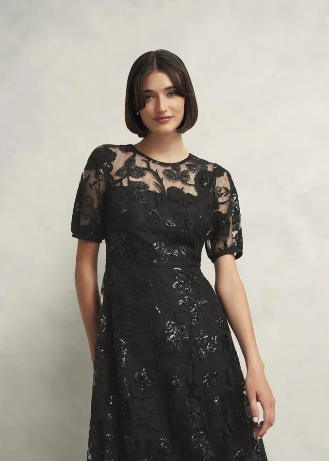 Dresses and Jumpsuits Women HOBBS Ami Lace Sequin Midi Dress Hobbs Black