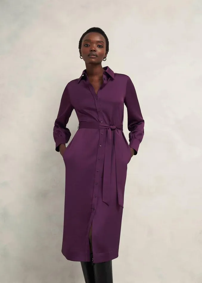 Dresses and Jumpsuits Women HOBBS Arianne Satin Dress Regal Purple