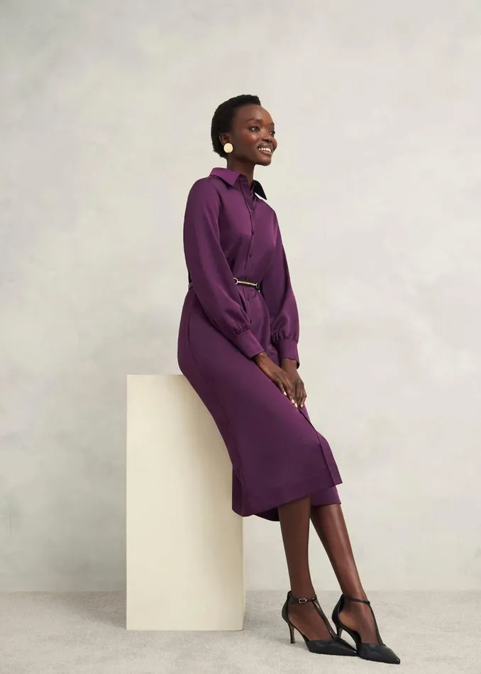 Dresses and Jumpsuits Women HOBBS Arianne Satin Dress Regal Purple