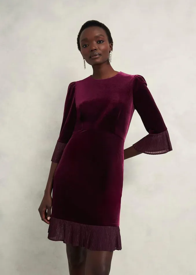 Dresses and Jumpsuits Women HOBBS Ashley Velvet Dress Warm Plum