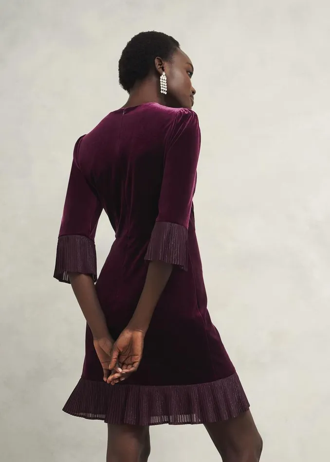 Dresses and Jumpsuits Women HOBBS Ashley Velvet Dress Warm Plum