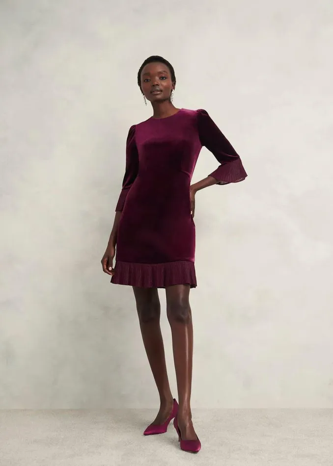 Dresses and Jumpsuits Women HOBBS Ashley Velvet Dress Warm Plum