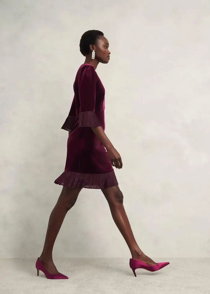 Dresses and Jumpsuits Women HOBBS Ashley Velvet Dress Warm Plum