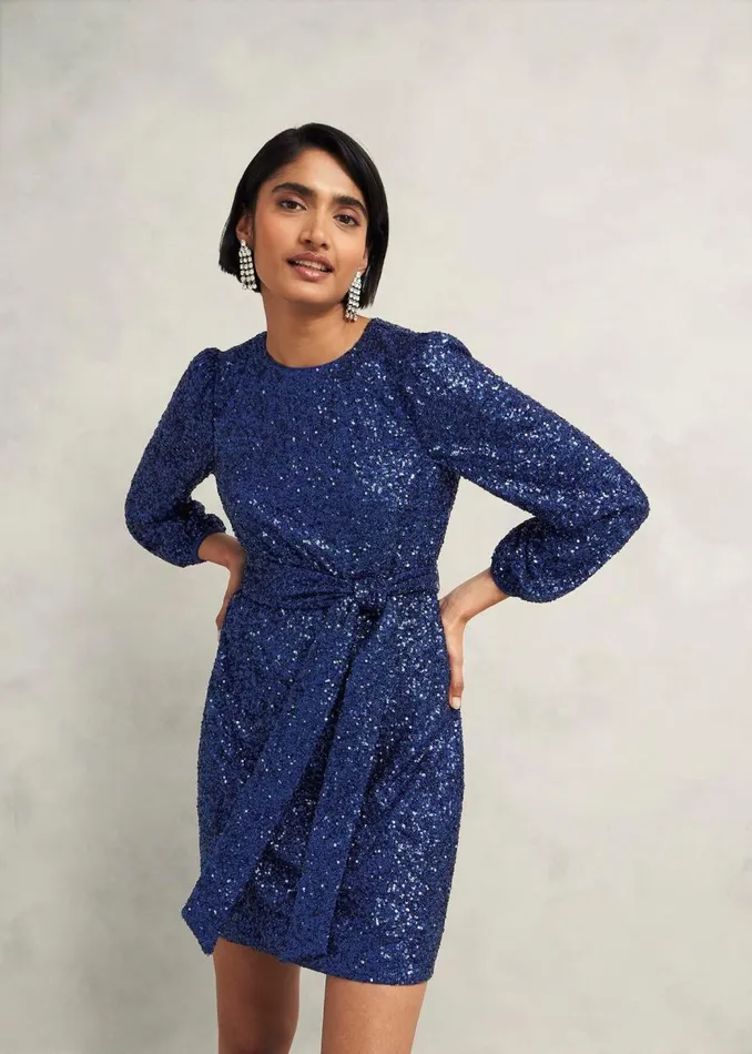 Dresses and Jumpsuits Women HOBBS Bette Sequin Dress Riverside Blue