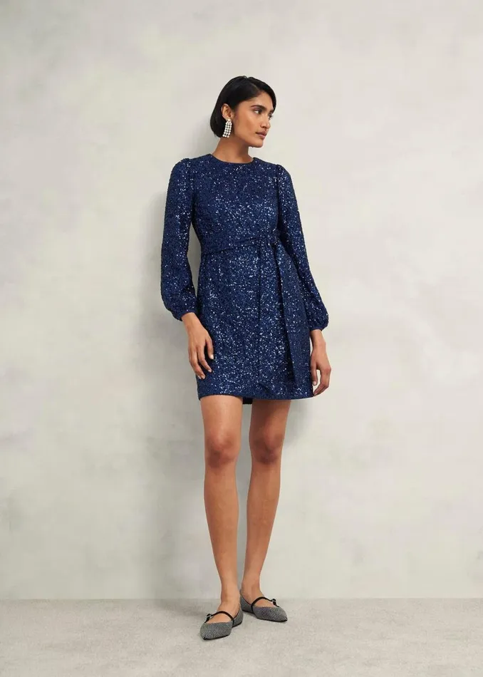 Dresses and Jumpsuits Women HOBBS Bette Sequin Dress Riverside Blue