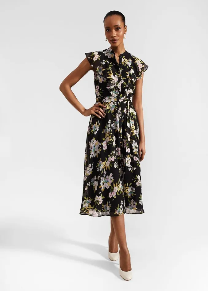 Dresses and Jumpsuits Women HOBBS Erica Belted Midi Dress Black Multi