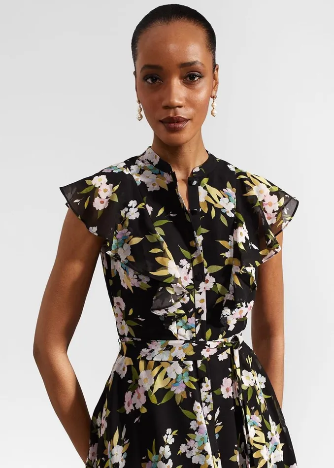 Dresses and Jumpsuits Women HOBBS Erica Belted Midi Dress Black Multi
