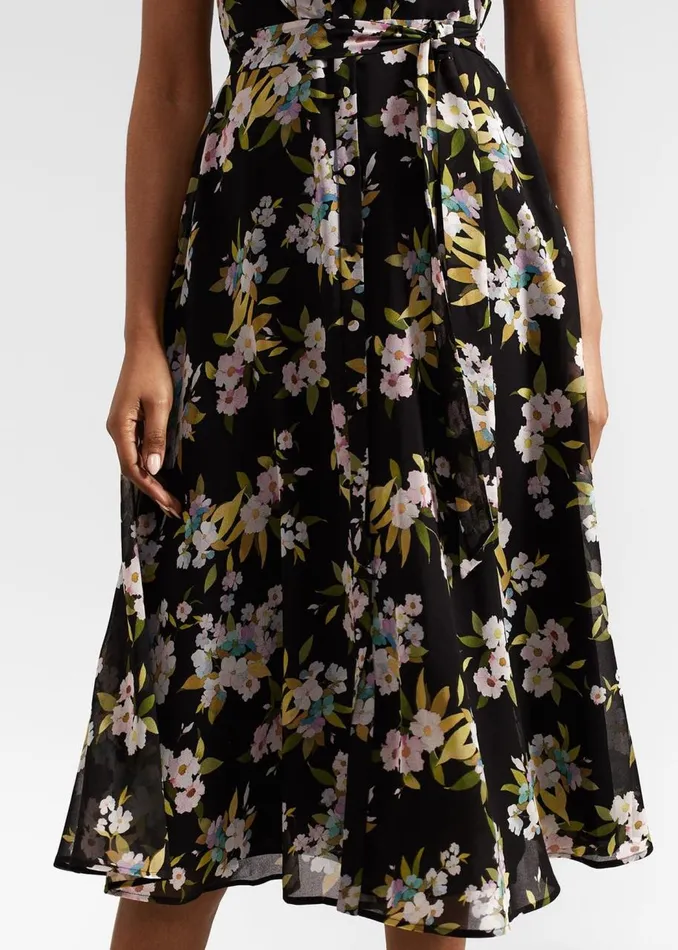 Dresses and Jumpsuits Women HOBBS Erica Belted Midi Dress Black Multi
