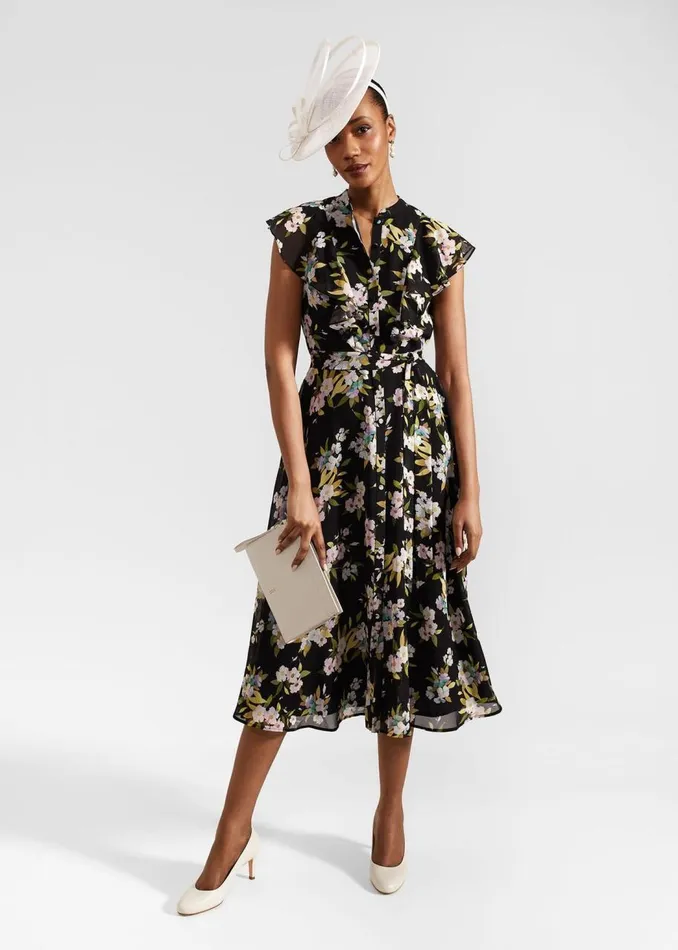 Dresses and Jumpsuits Women HOBBS Erica Belted Midi Dress Black Multi