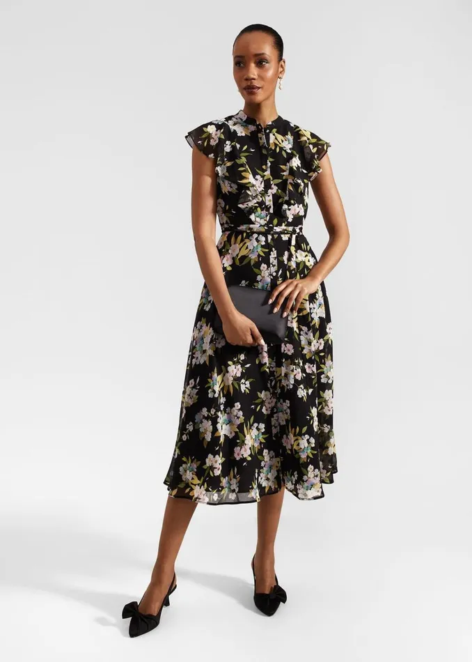 Dresses and Jumpsuits Women HOBBS Erica Belted Midi Dress Black Multi