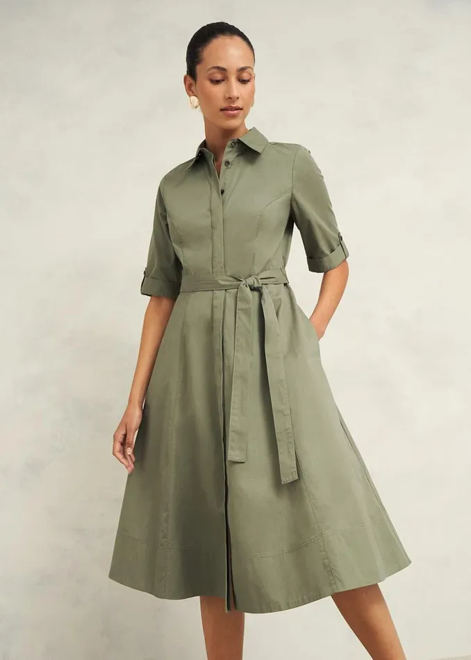 Dresses and Jumpsuits Women HOBBS Riley Cotton Dress Sage Green