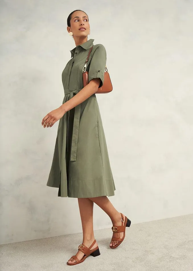 Dresses and Jumpsuits Women HOBBS Riley Cotton Dress Sage Green