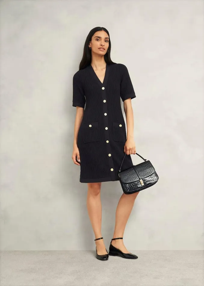 Dresses and Jumpsuits Women HOBBS Tatton Cotton Blend Knitted Dress Black