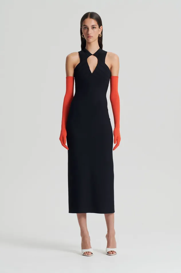 Dresses CREPE KNIT STRAPPING DRESS BLACK Scanlan Theodore Women