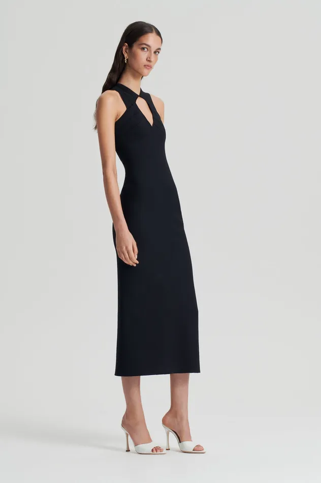 Dresses CREPE KNIT STRAPPING DRESS BLACK Scanlan Theodore Women