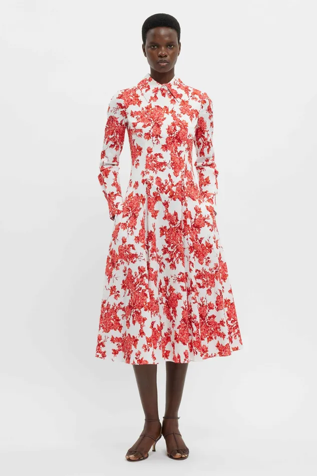 Dresses Jancine Dress In Hot Pink Rose Floral Print Cotton Emilia Wickstead Women