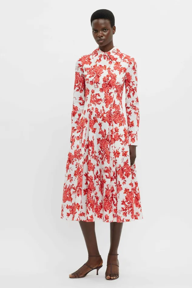 Dresses Jancine Dress In Hot Pink Rose Floral Print Cotton Emilia Wickstead Women