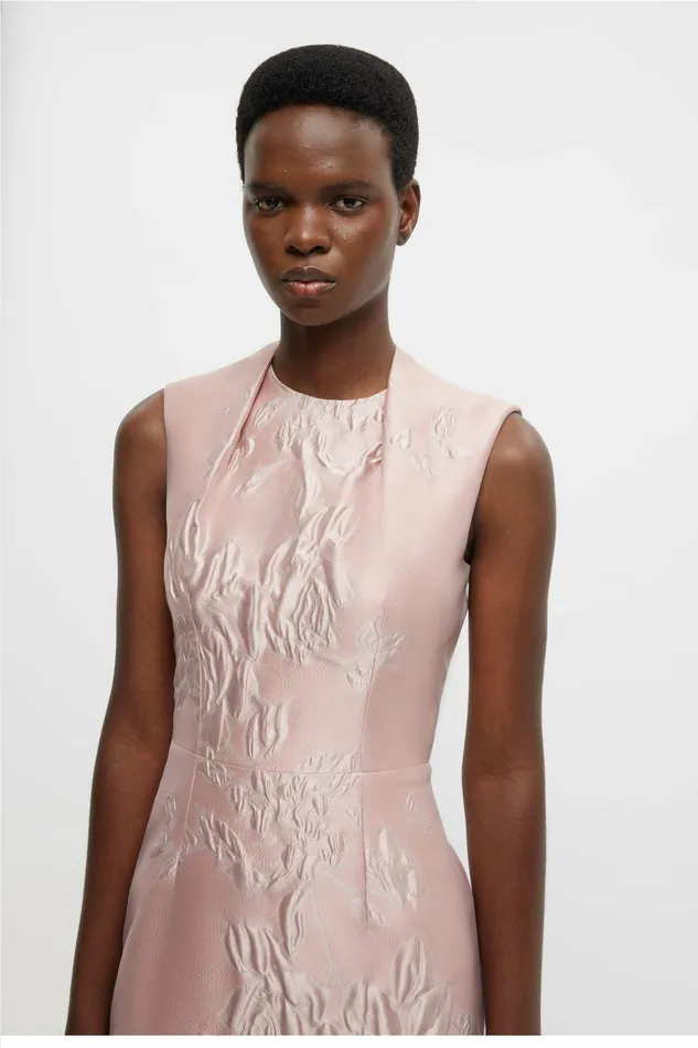 Dresses Kissa Dress In Pink Graphic Rose Jacquard Emilia Wickstead Women Dresses Kissa Dress In Pink Graphic Rose Jacquard Emilia Wickstead Women