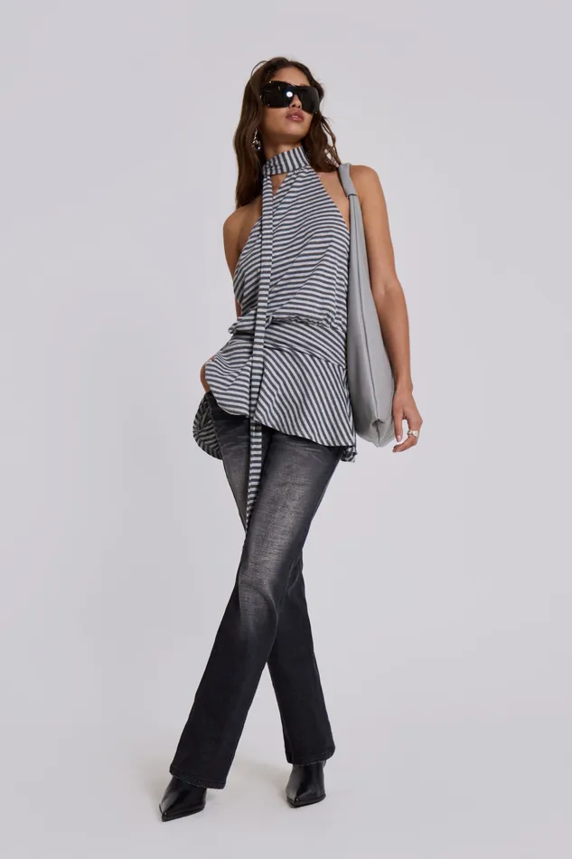 Dresses Shop Enya Backless Mini Dress in Steel Jaded London Women