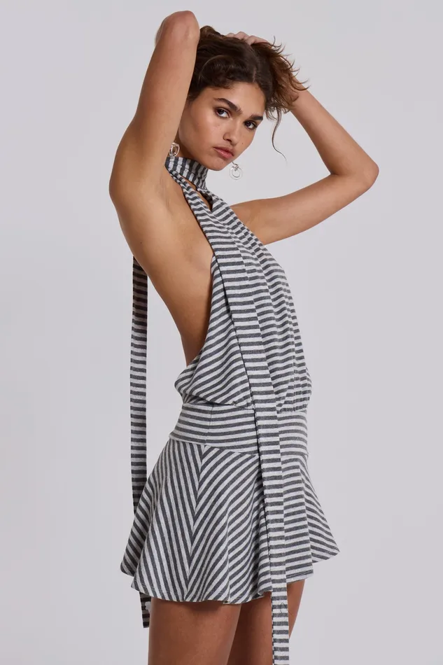 Dresses Shop Enya Backless Mini Dress in Steel Jaded London Women