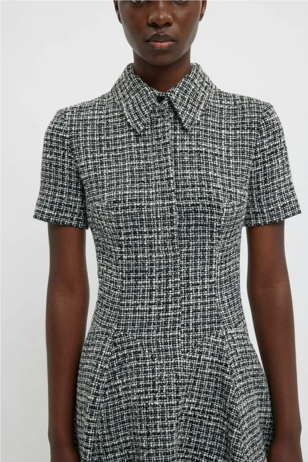 Dresses Women Emilia Wickstead Jody Dress In Ivory and Black Boucle Tweed Dresses Women Emilia Wickstead Jody Dress In Ivory and Black Boucle Tweed