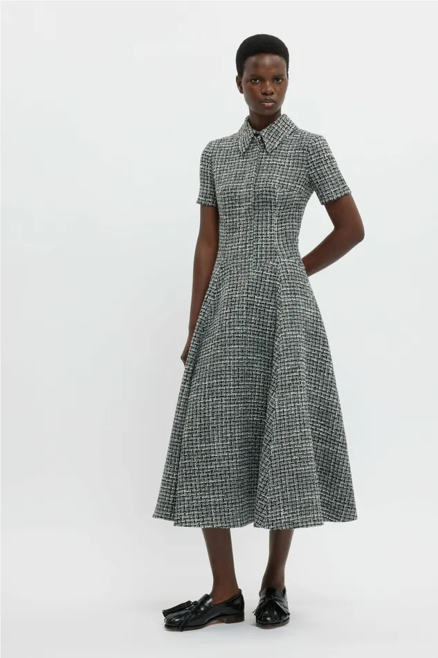Dresses Women Emilia Wickstead Jody Dress In Ivory and Black Boucle Tweed Dresses Women Emilia Wickstead Jody Dress In Ivory and Black Boucle Tweed