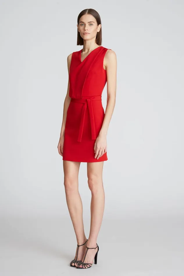 Dresses Women Halston Aisha Dress In Stretch Crepe Halston Red