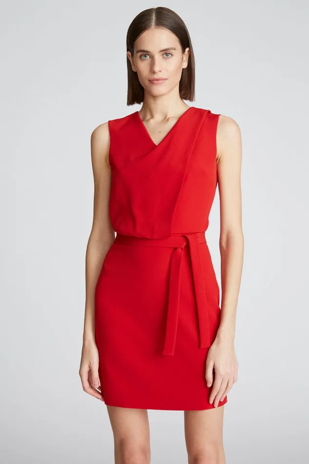 Dresses Women Halston Aisha Dress In Stretch Crepe Halston Red