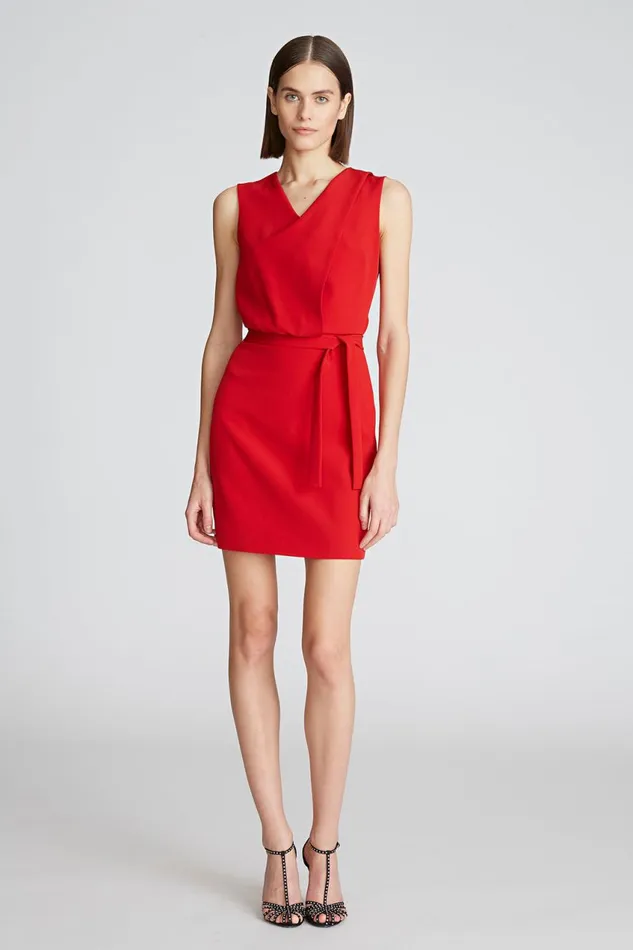 Dresses Women Halston Aisha Dress In Stretch Crepe Halston Red