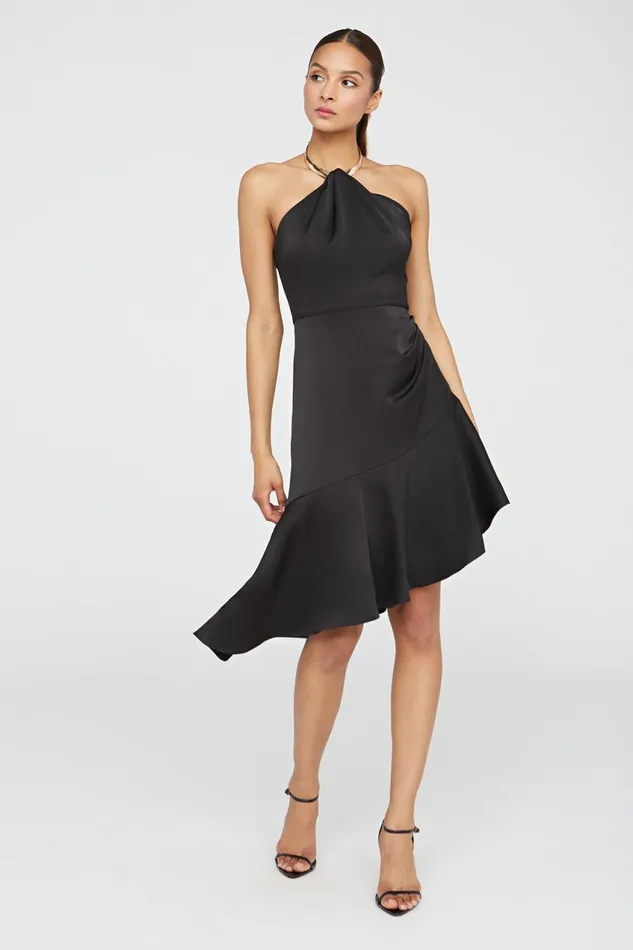 Dresses Women Halston Beverly Dress In Satin Black