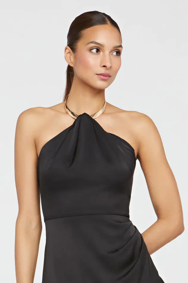 Dresses Women Halston Beverly Dress In Satin Black
