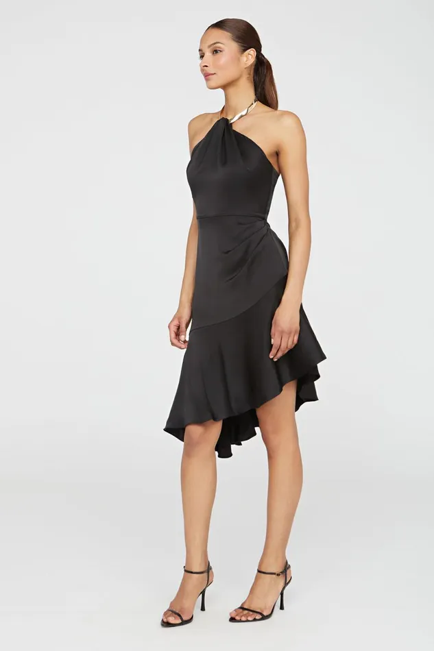 Dresses Women Halston Beverly Dress In Satin Black