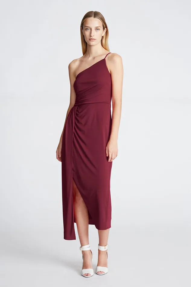 Dresses Women Halston Camille Dress In Matte Jersey Bordeaux