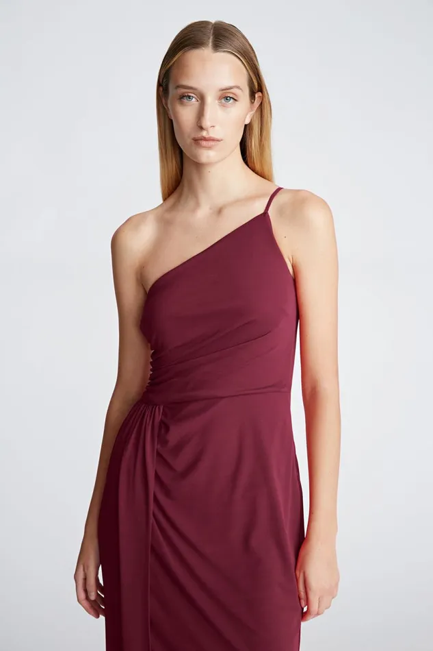Dresses Women Halston Camille Dress In Matte Jersey Bordeaux