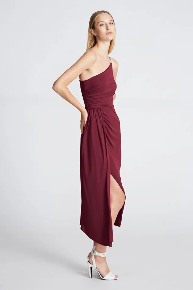 Dresses Women Halston Camille Dress In Matte Jersey Bordeaux