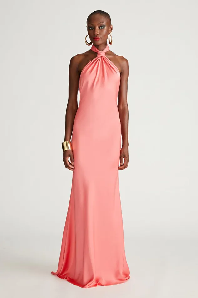 Dresses Women Halston Emie Gown In Satin Calypso