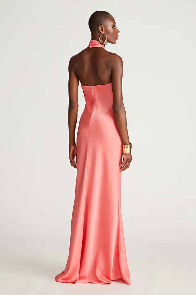 Dresses Women Halston Emie Gown In Satin Calypso