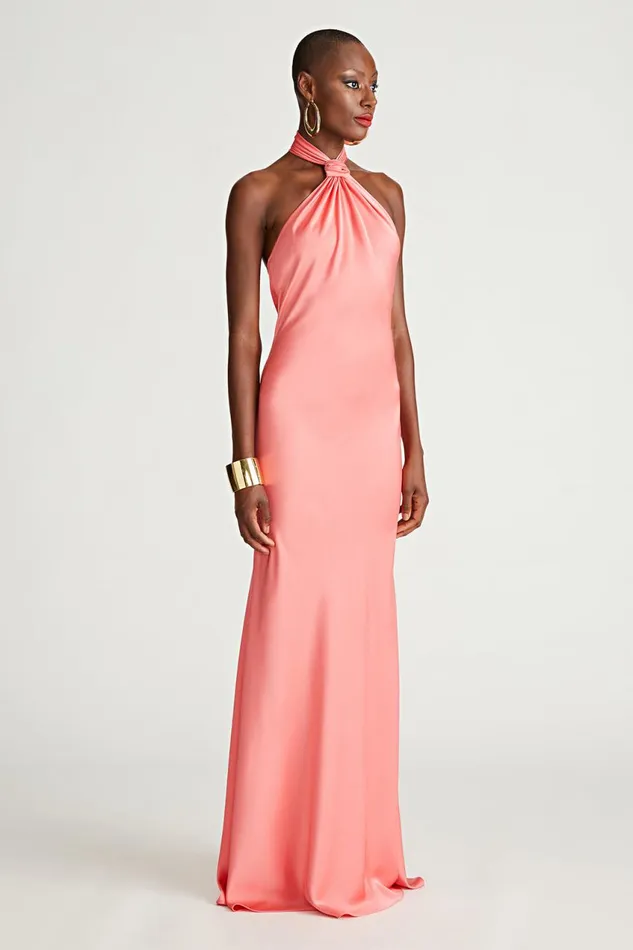 Dresses Women Halston Emie Gown In Satin Calypso