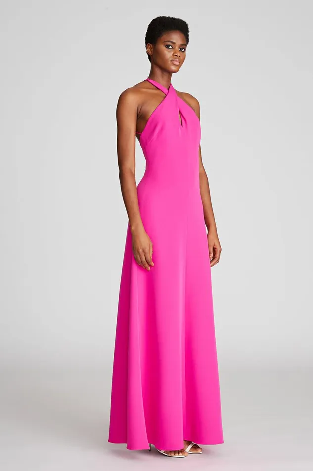 Dresses Women Halston Gabriela Gown In Stretch Crepe Berry