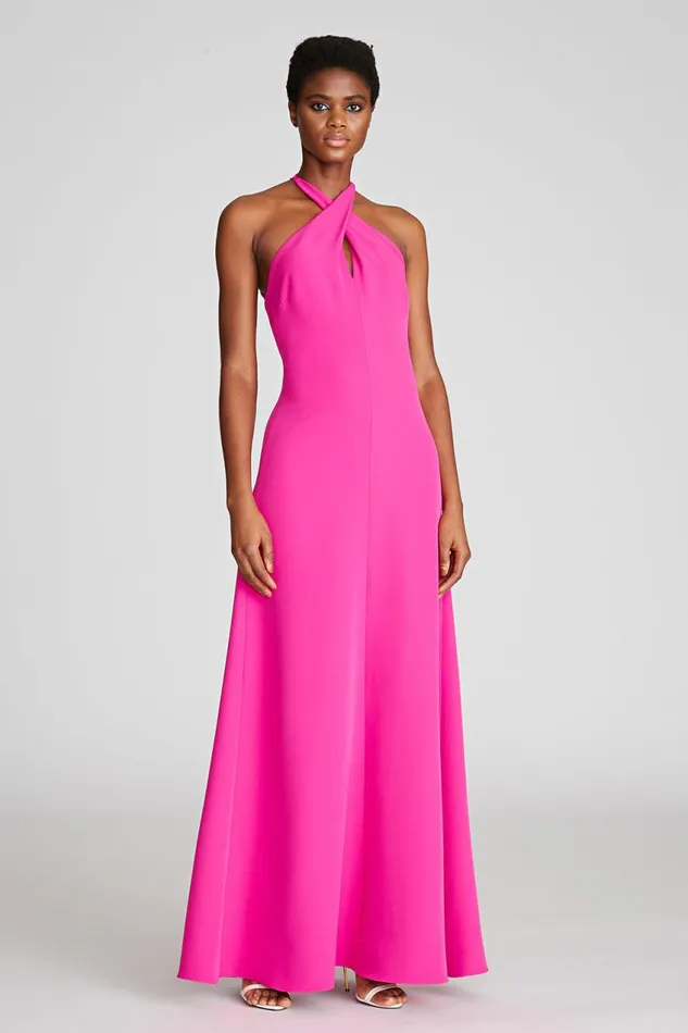 Dresses Women Halston Gabriela Gown In Stretch Crepe Berry