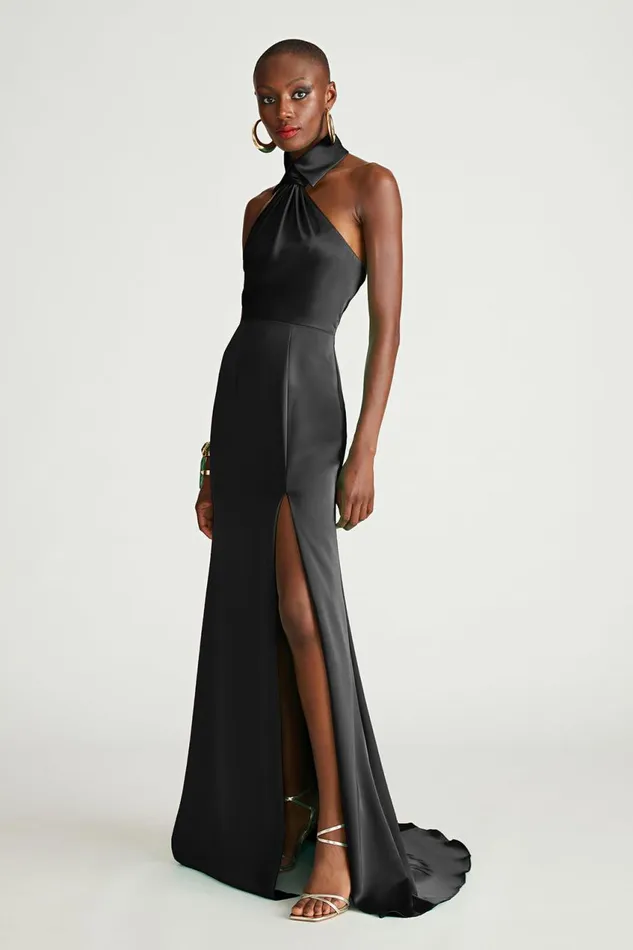 Dresses Women Halston Gemi Gown In Satin Black