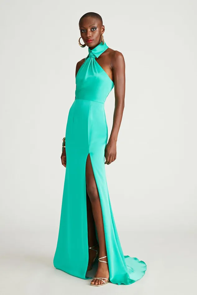 Dresses Women Halston Gemi Gown In Satin Vivid Green