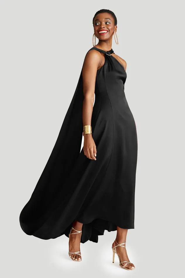 Dresses Women Halston Genevieve Gown In Satin Black